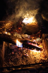 fire burning in a fireplace