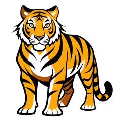 Obraz premium Minimalist Tiger Icon - Striped Tiger Vector Art - Tiger Face Illustration on Clean White Surface