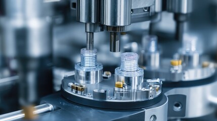 Factory for electronic components with robotic pick-and-place machines in operation