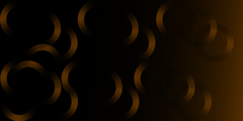Glowing golden rings with abstract circular patterns on dark background. Can be design for landing page, book covers, brochures, flyers, magazines, any brandings, banners, headers, presentations