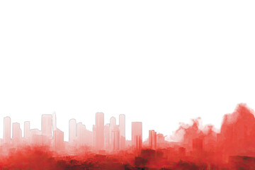 Fototapeta premium City skyline, red-toned, blurred