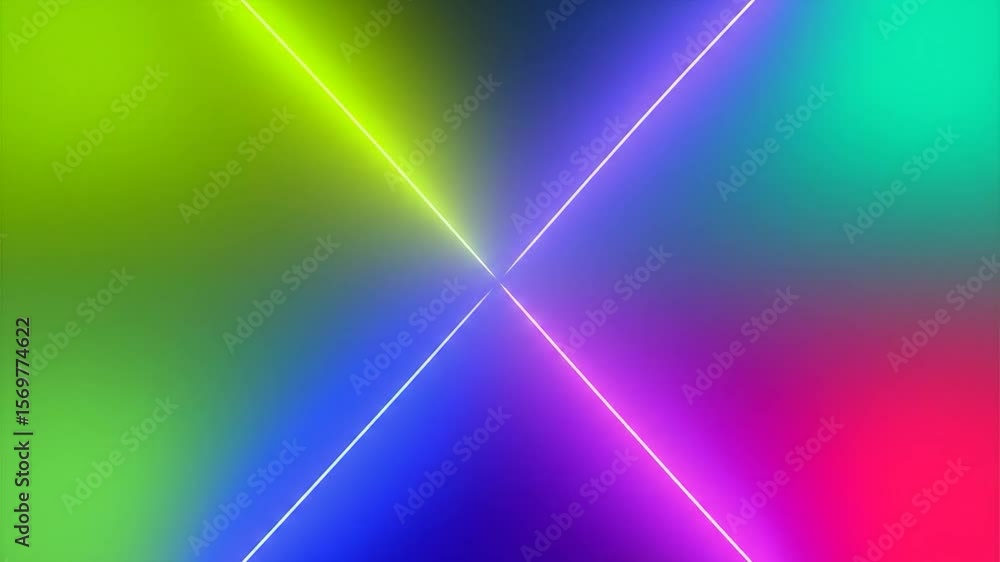 Poster abstract design with vibrant neon lines intersecting a gradient background