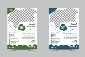 Travel the world flyer design vector template