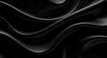 Obraz premium Elegant Draped Black Silk Fabric Texture Luxurious Smooth Waves