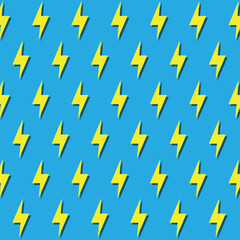 Electric lightning bolt seamless pattern. Vector illustration