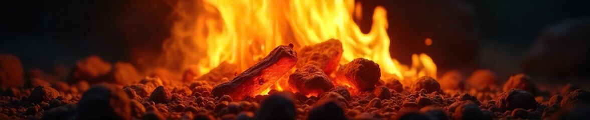 Intense Bonfire Flames at Night Dramatic Wilderness Fire with Bright Orange and Yellow Hues, Perfect for Passion, Energy, or Destruction Themes