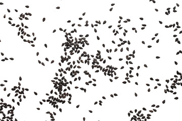 Black sesame seeds isolated on white background