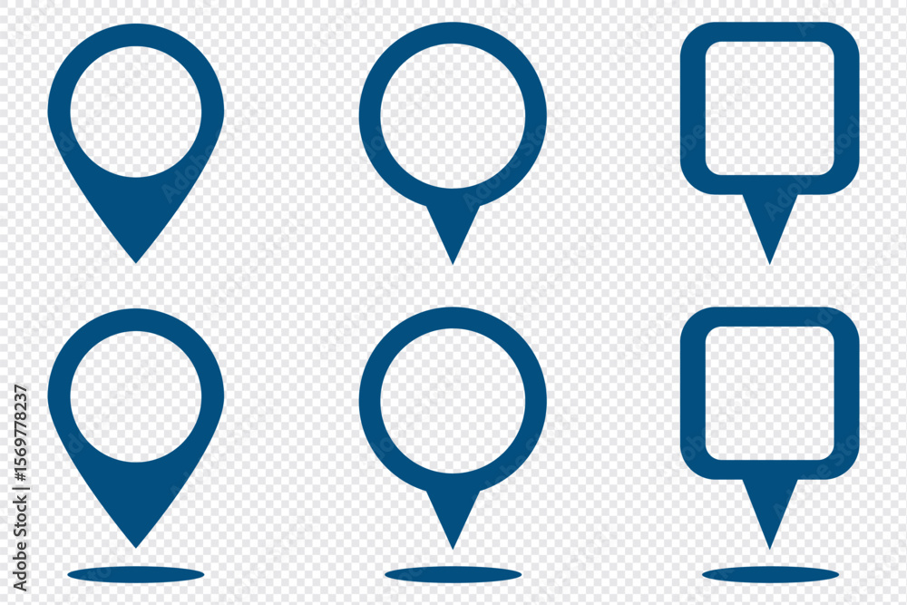 Poster set of location pin icons. map marker pointer symbols, gps location. navigation map, location naviga