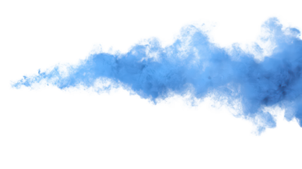 A blue smoke cloud drifts across an isolated on transparent background