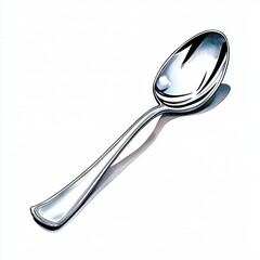 Silver Spoon Illustration on White Background