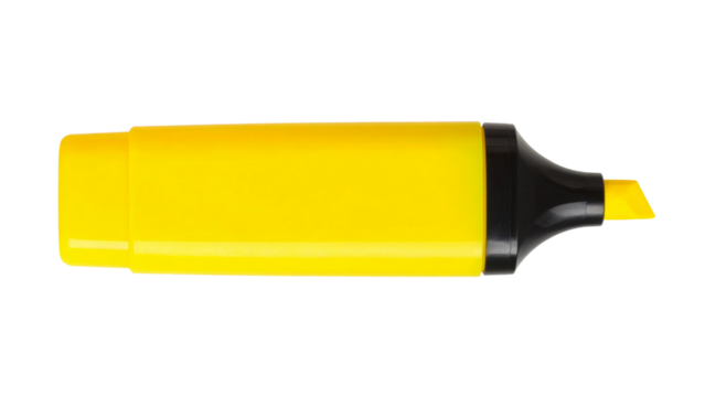 Yellow highlighter marking vertical position against clear backdrop, highlighting potential