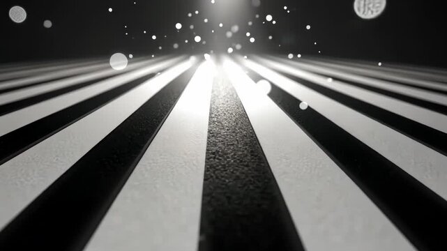 Abstract black and white striped pattern with light streaks