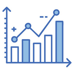 Business chart diagram showing growth and success with line and bar graph for data analysis report