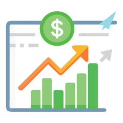 Financial growth chart analysis with dollar coin and arrow for business success and investment strategy