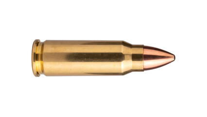 Large caliber bullet isolated on transparent background, perfect for compositions related to war, hunting, or crime