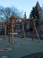wooden swing in the park