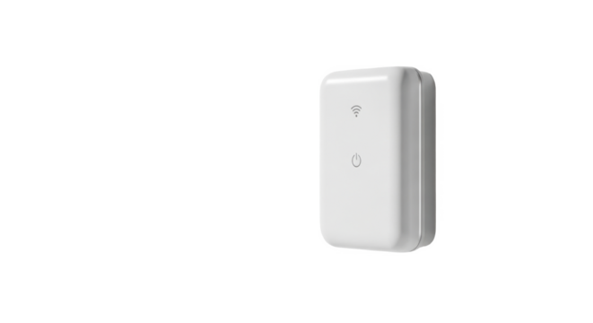A white rectangular smart device, likely a wireless switch or sensor, against a plain white background.