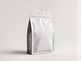 Plain pet food bag with resealable top in upright pose