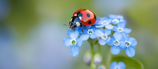 Ladybug on forget-me-nots