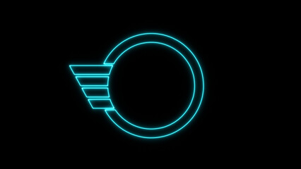 Neon Logo icon inside motion graphic isolated on black background