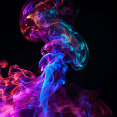Colorful swirling rainbow smoke against dark background, high contrast and vibrant. Abstract 3D render perfect for digital art, AI visuals, and conceptual backdrops.
