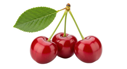 Isolated Cherries with Leaf