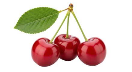 Isolated Cherries with Leaf