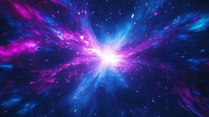 Cosmic explosion, vibrant colors, starburst