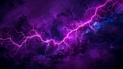 Electric violet and deep indigo arcs surge through misty swirls, forming glowing filaments and feathery tendrils—high-energy abstract with cosmic tension and radiant intensity.

