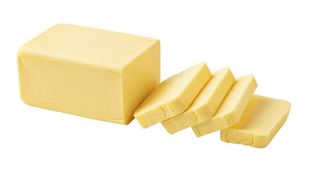 Isolated Butter Block and Slices