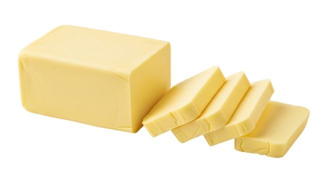 Isolated Butter Block and Slices