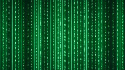 A vivid digital representation of green binary code cascading down the screen, symbolizing data flow and the digital world, perfect for tech-themed projects and visualizations. - Powered by Adobe