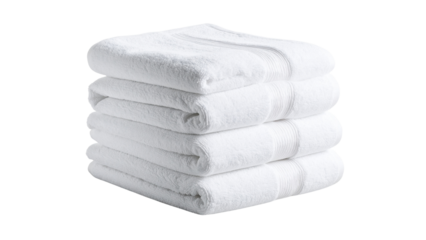 Plush white towel folding elegantly, showcasing pristine softness and premium quality on clean transparent surface
