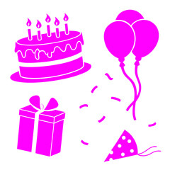 birthday icon set 