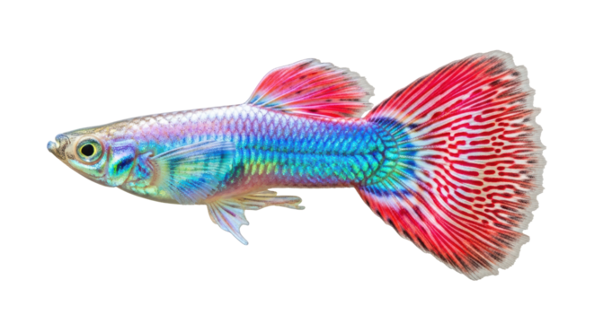 Isolated Colorful Guppy Fish