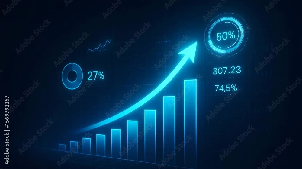 Aufkleber a modern digital graph showcasing growth trends in blue tones. ideal for presentations and reports f