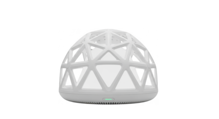 A white, dome-shaped, geometric design, likely a protective cover or toy.