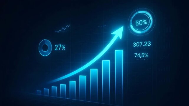 A modern digital graph showcasing growth trends in blue tones. Ideal for presentations and reports focusing on performance metrics, analytics, and data visualization.