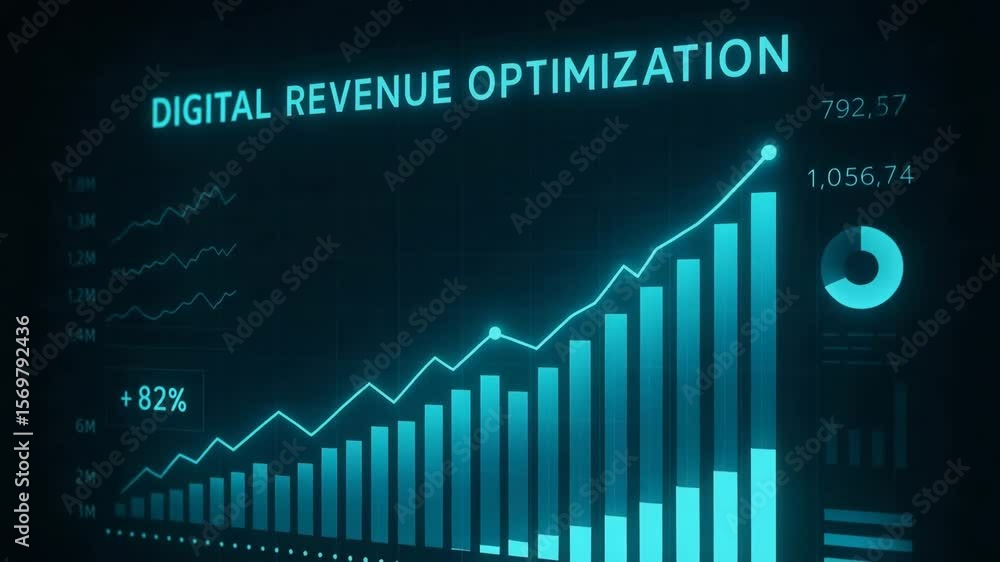 Aufkleber an abstract representation of digital revenue optimization showcasing a sharp upward trend in financ