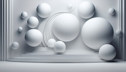 white backdrop with 3d spheres