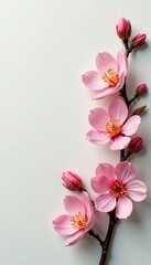 Fototapeta premium Delicate spring blossoms artfully arranged on textured paper , yellow, background