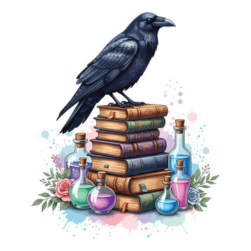 Gothic Raven Watercolor Sublimation

