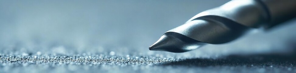 Gleaming White Drill Bit Precision Engineering Close-Up - Ideal for Industrial, Construction, and DIY Projects