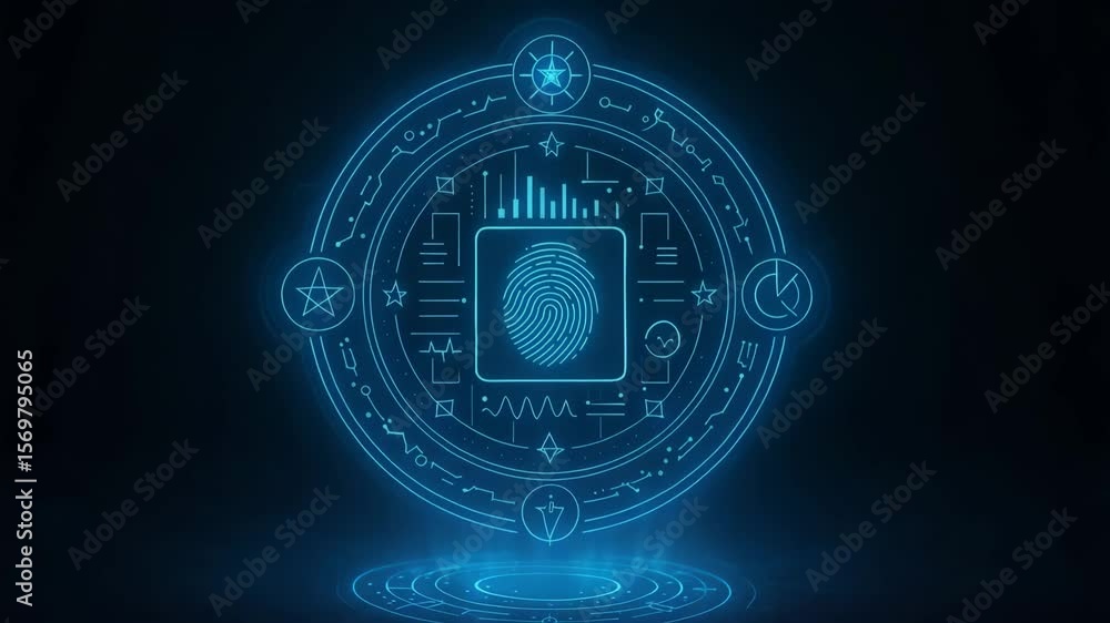 Aufkleber a captivating digital illustration featuring a glowing blue circular design. intricate symbols and a
