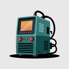 Modern Welding Machine with Cables and Torch