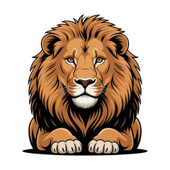 Fototapeta premium Majestic Lion Head, Vector Illustration, Powerful and Regal, Brown Mane, Intense Gaze, Dark Background.