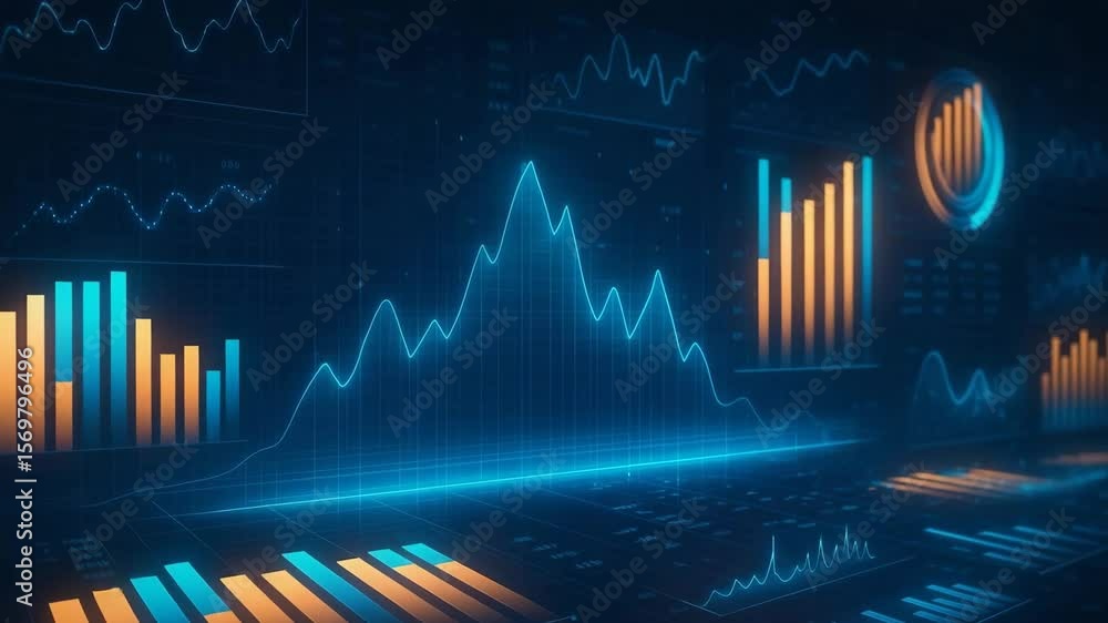 Aufkleber a captivating digital dashboard showcasing vibrant data visualizations, including bar graphs and lin