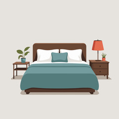 Flat Illustration of a Cozy Bedroom Interior