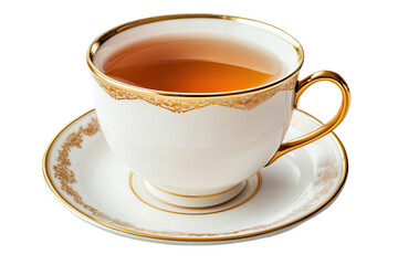 A cup of tea in ornate chinaware