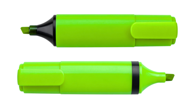Colourful highlighter pen isolated on transparent background, perfect for adding a touch of color to your designs